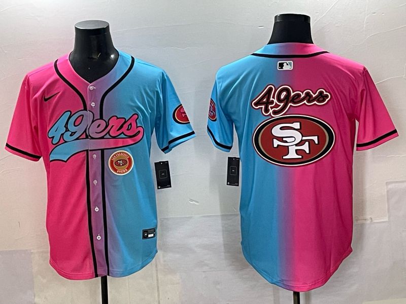 Men 2025 San Francisco 49ers Blank Blue pink Nike Limited NFL Jersey style 02->san francisco 49ers->NFL Jersey